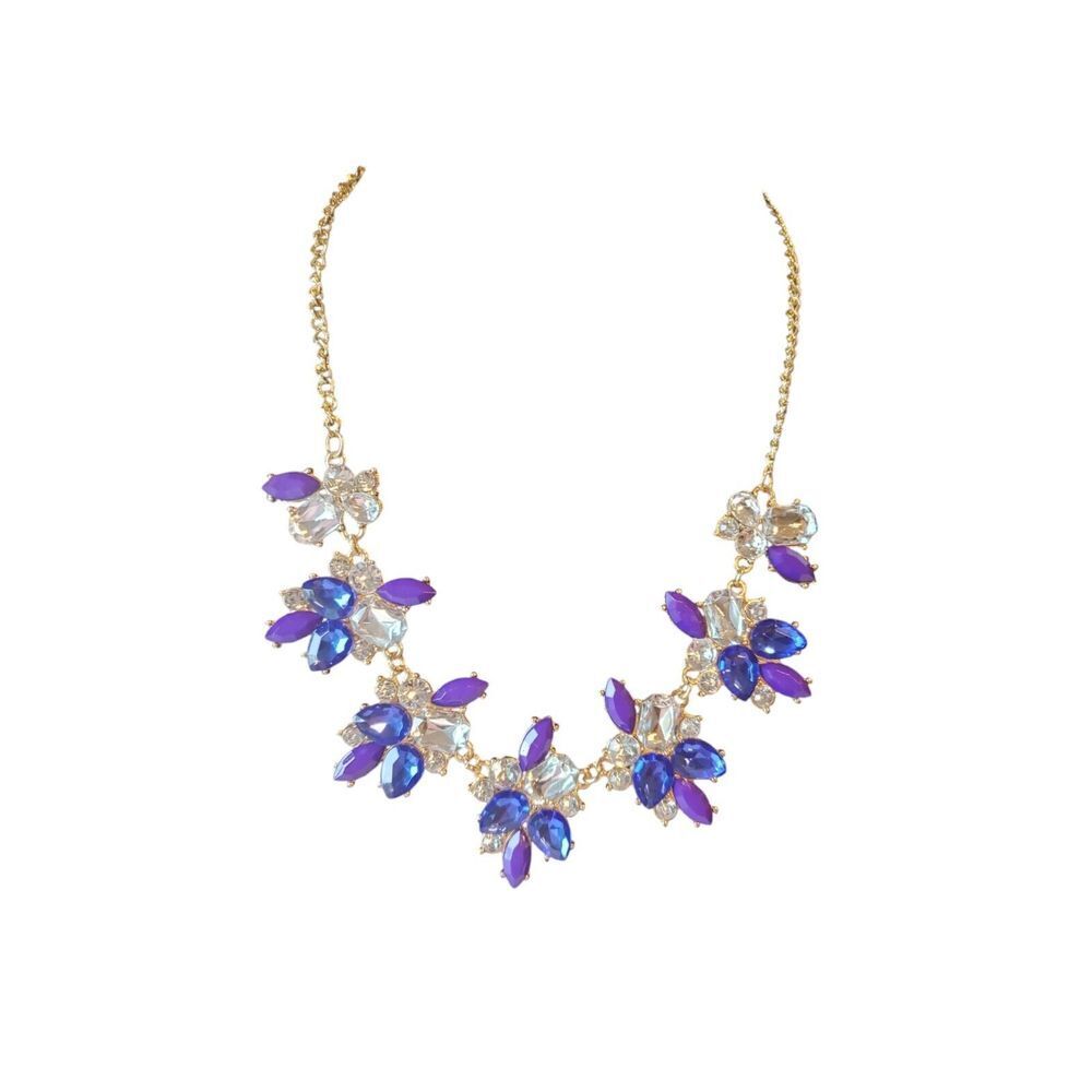 Unbranded Crystal Bib Necklace Stunning Purple Blue Elegant Wardrobe Staple
